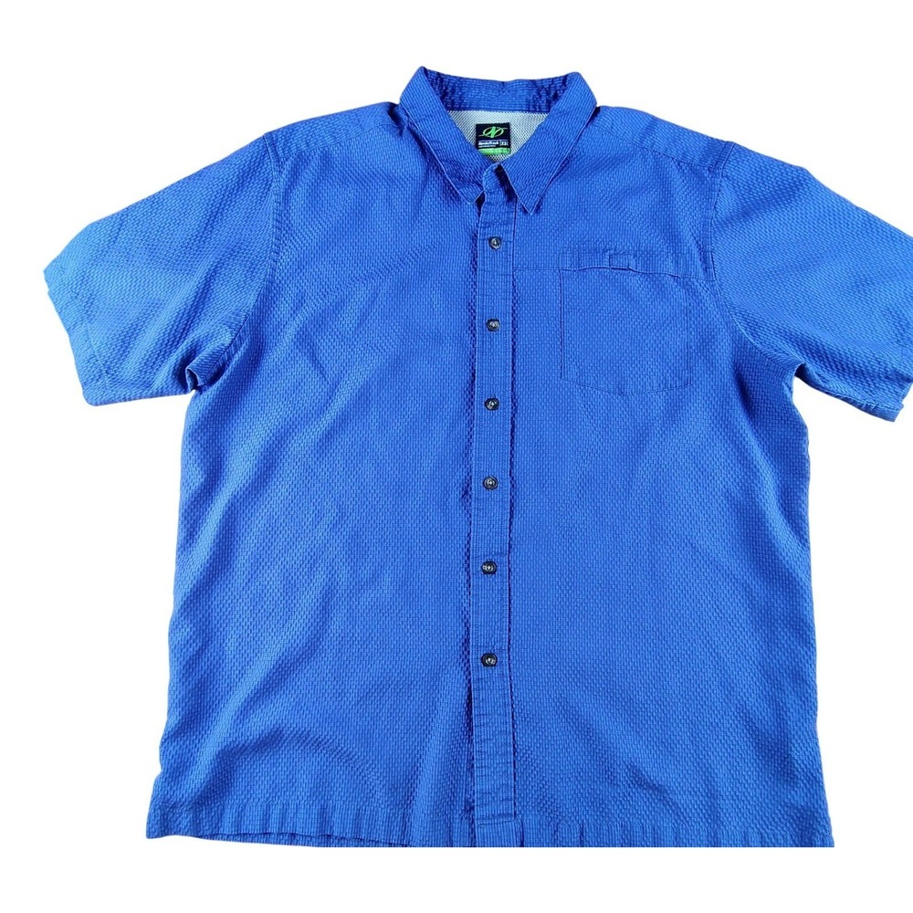 NordicTrack Mens XXL Blue Short‎ Sleeve Button Down hiking outdoor Shirt